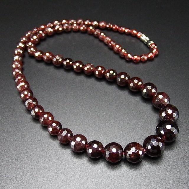 ガーネット天然石ネックレス1月の誕生石ミラーカット最大約11mm弱玉 < 女性アクセサリー/時計  ガーネット天然石ネックレス1月の誕生石ミラーカット最大約11mm弱玉 < 女性アクセサリー/時計の