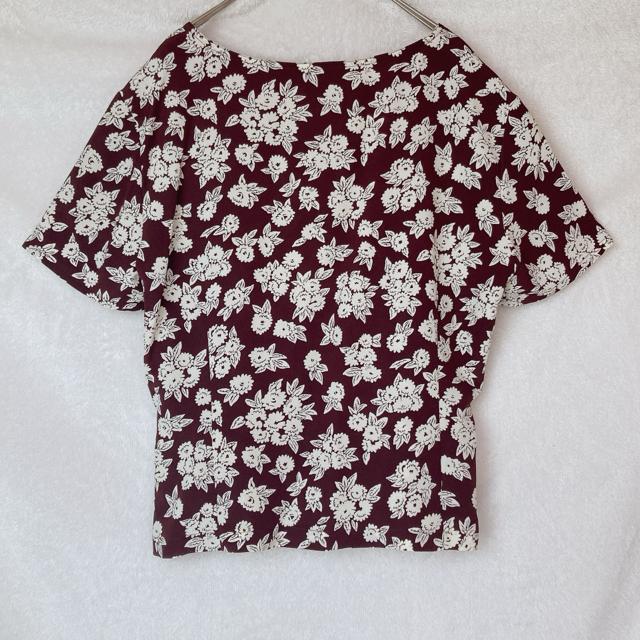 花柄 半袖 シャツ ブラウス 柄シャツ トップス バーガンディ F 日本製 N2m < 女性ファッション  花柄 半袖 シャツ ブラウス 柄シャツ トップス バーガンディ F 日本製 N2m < 女性ファッションの