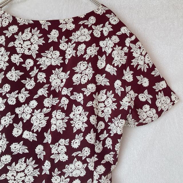 花柄 半袖 シャツ ブラウス 柄シャツ トップス バーガンディ F 日本製 N2m < 女性ファッション  花柄 半袖 シャツ ブラウス 柄シャツ トップス バーガンディ F 日本製 N2m < 女性ファッションの