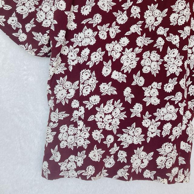 花柄 半袖 シャツ ブラウス 柄シャツ トップス バーガンディ F 日本製 N2m < 女性ファッション  花柄 半袖 シャツ ブラウス 柄シャツ トップス バーガンディ F 日本製 N2m < 女性ファッションの