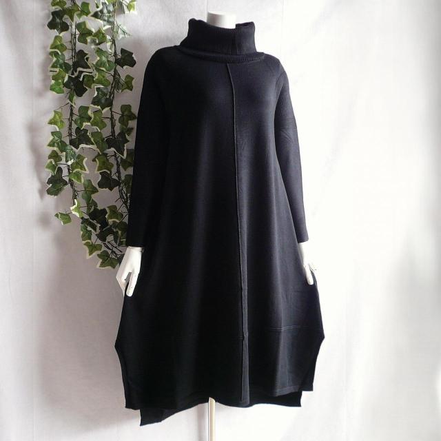新品 9388 ML センタータック ニット ワンピース 秋 冬 黒 ゆったりタートルネック コクーン 上質 上品 < 女性ファッション 新品 9388 ML センタータック ニット ワンピース 秋 冬 黒 ゆったりタートルネック コクーン 上質 上品 < 女性ファッションの