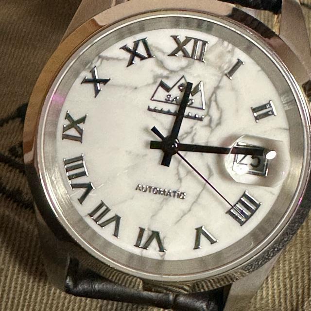 *美品【SAAD】 大理石文字盤 機械式自動巻 裏スケ メンズウォッチ < 男性アクセサリー/時計 *美品【SAAD】 大理石文字盤 機械式自動巻 裏スケ メンズウォッチ < 男性アクセサリー/時計の