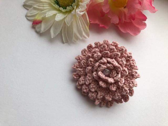 ハンドメイド ブローチ コサージュ  ピンクの満開ダリア♪ < 女性ファッション  ハンドメイド ブローチ コサージュ  ピンクの満開ダリア♪ < 女性ファッションの