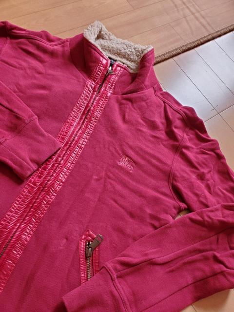 BURBERRY BLACKLABELバーバリーブラックレーベル襟ボア スエットジャケット 2/ブルゾン ボルドー系 スウェット < ブランド  BURBERRY BLACKLABELバーバリーブラックレーベル襟ボア スエットジャケット 2/ブルゾン ボルドー系 スウェット < ブランドの