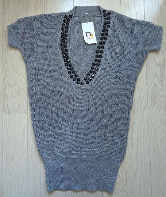 M★ビジュー付ニットミニワンピース★チュニック★ざっくりニット★新品◆ < 女性ファッション M★ビジュー付ニットミニワンピース★チュニック★ざっくりニット★新品◆ < 女性ファッションの