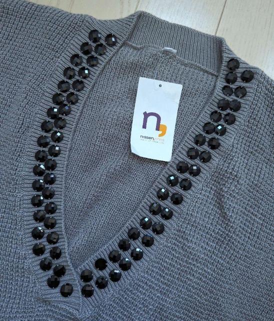 M★ビジュー付ニットミニワンピース★チュニック★ざっくりニット★新品◆ < 女性ファッション M★ビジュー付ニットミニワンピース★チュニック★ざっくりニット★新品◆ < 女性ファッションの