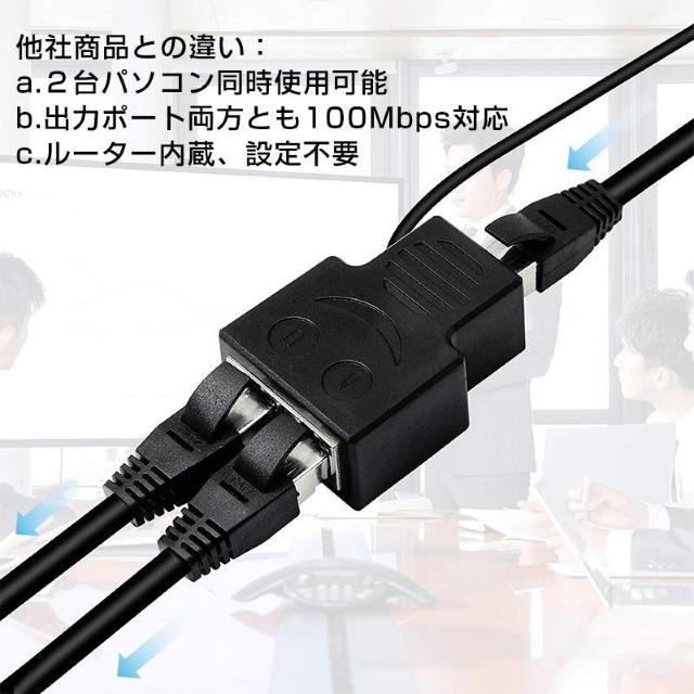 LAN分岐 100Mbps LANポート増設 拡張 アダプター RJ45 ラン中継コネクタ lanハブ2ポート ルーター ネット < PC本体/周辺機器 LAN分岐 100Mbps LANポート増設 拡張 アダプター RJ45 ラン中継コネクタ lanハブ2ポート ルーター ネット < PC本体/周辺機器の