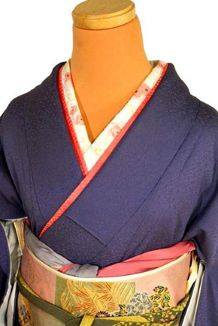 【最高級】鳩羽色 1つ紋 色無地 身丈154cm 裄丈62.5cm T3394 < 女性ファッション  【最高級】鳩羽色 1つ紋 色無地 身丈154cm 裄丈62.5cm T3394 < 女性ファッションの