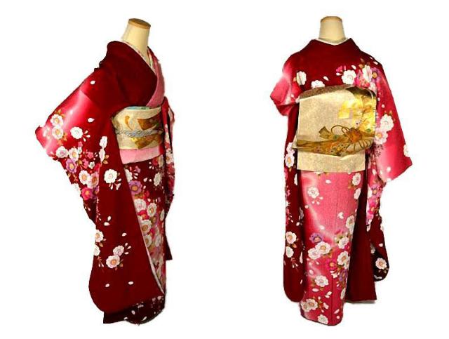 振袖 中古 最高峰 新品同様 魔除けの赤 暈染め 銀通し地 金糸 刺繍 枝垂れ桜 藤 身丈162cm 裄丈65.5cm T2917 < 女性ファッション  振袖 中古 最高峰 新品同様 魔除けの赤 暈染め 銀通し地 金糸 刺繍 枝垂れ桜 藤 身丈162cm 裄丈65.5cm T2917 < 女性ファッションの