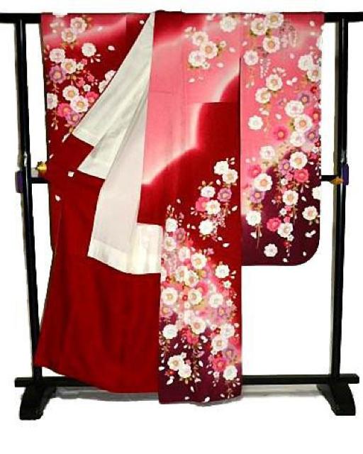 振袖 中古 最高峰 新品同様 魔除けの赤 暈染め 銀通し地 金糸 刺繍 枝垂れ桜 藤 身丈162cm 裄丈65.5cm T2917 < 女性ファッション  振袖 中古 最高峰 新品同様 魔除けの赤 暈染め 銀通し地 金糸 刺繍 枝垂れ桜 藤 身丈162cm 裄丈65.5cm T2917 < 女性ファッションの