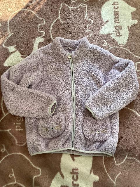 anyFAM/猫の顔モチーフポケットが可愛いフリースJK < キッズ/ベビー  anyFAM/猫の顔モチーフポケットが可愛いフリースJK < キッズ/ベビーの