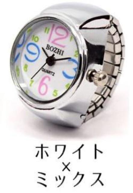 残り2点 超お買い得590円★ベストセラー リングウォッチ 指輪時計 ホワイト×ミックス < 女性アクセサリー/時計  残り2点 超お買い得590円★ベストセラー リングウォッチ 指輪時計 ホワイト×ミックス  < 女性アクセサリー/時計の