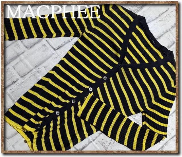 マカフィー ボーダーカットカーディガン チャコール×黄 < ブランド  マカフィー ボーダーカットカーディガン チャコール×黄  < ブランドの