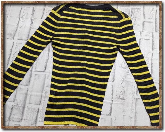 マカフィー ボーダーカットカーディガン チャコール×黄 < ブランド  マカフィー ボーダーカットカーディガン チャコール×黄 < ブランドの