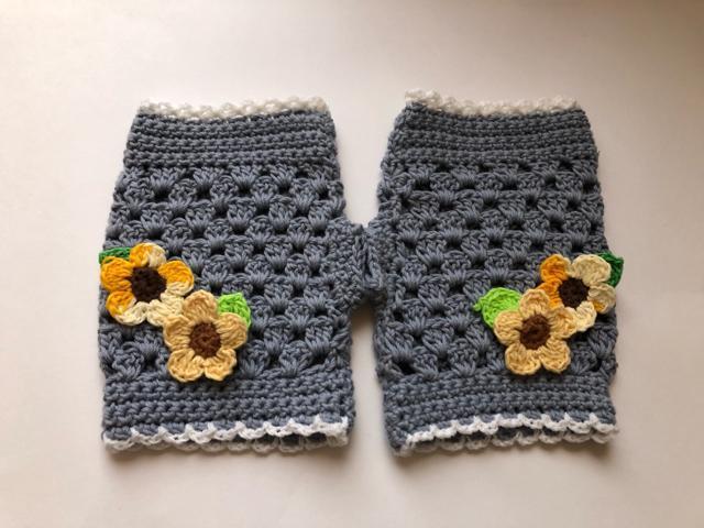 ハンドメイド ハンドウォーマー 春夏用日焼け止め ハンドカバー ひまわり♪  コットン < 女性ファッション  ハンドメイド ハンドウォーマー 春夏用日焼け止め ハンドカバー ひまわり♪  コットン < 女性ファッションの