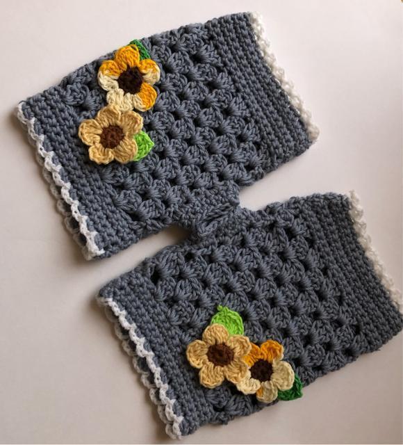 ハンドメイド ハンドウォーマー 春夏用日焼け止め ハンドカバー ひまわり♪  コットン < 女性ファッション  ハンドメイド ハンドウォーマー 春夏用日焼け止め ハンドカバー ひまわり♪  コットン < 女性ファッションの