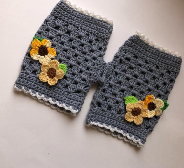 ハンドメイド ハンドウォーマー 春夏用日焼け止め ハンドカバー ひまわり♪  コットン < 女性ファッション  ハンドメイド ハンドウォーマー 春夏用日焼け止め ハンドカバー ひまわり♪  コットン < 女性ファッションの