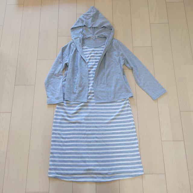 授乳口付き 重ね着風 産前産後マタニティワンピース サイズL < 女性ファッション  授乳口付き 重ね着風 産前産後マタニティワンピース サイズL  < 女性ファッションの