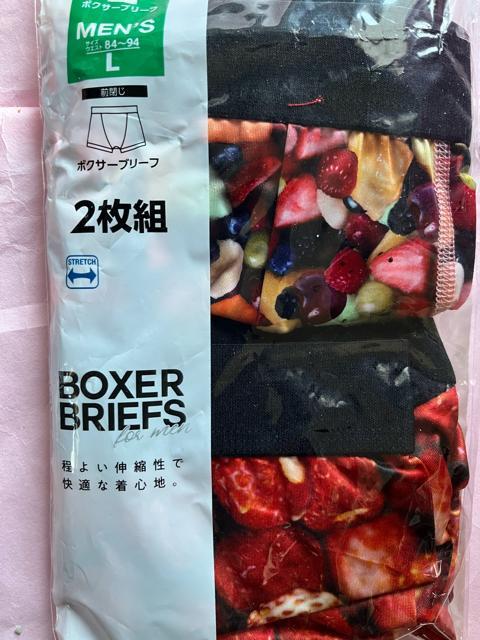 Lサイズ!2枚セット!高貴紳士的!インパクト大!フルーツいっぱい!光沢感ある!ストレッチ!立体前閉じ!ボクサーブリーフ! < 男性ファッション Lサイズ!2枚セット!高貴紳士的!インパクト大!フルーツいっぱい!光沢感ある!ストレッチ!立体前閉じ!ボクサーブリーフ! < 男性ファッションの