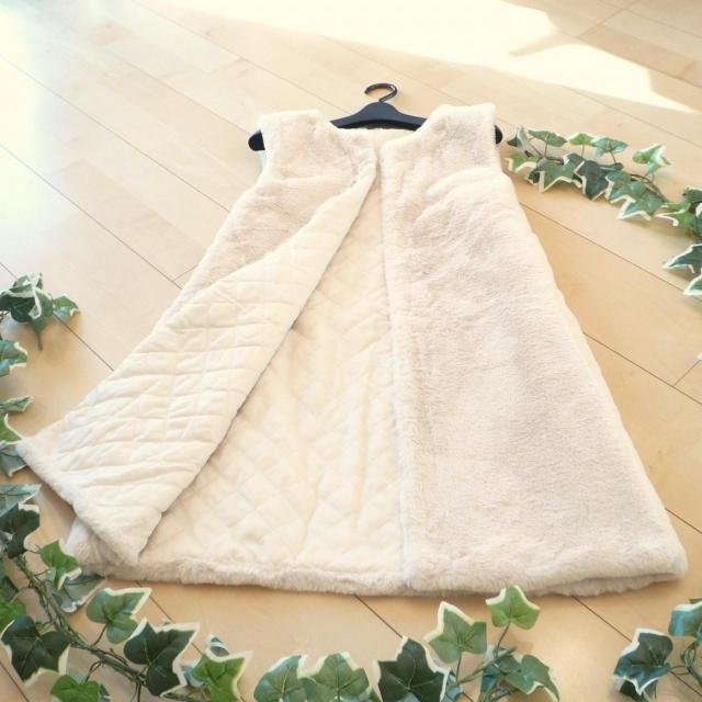 新品 9372 L 裏キルティング ファー ロング ジレ 秋 冬 レディース アイボリー フェイクファー エコファー < 女性ファッション 新品 9372 L 裏キルティング ファー ロング ジレ 秋 冬 レディース アイボリー フェイクファー エコファー < 女性ファッションの