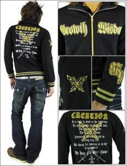 《New》悪羅悪羅★バタフライ刺繍*ジャージジャケット<ホワイトM> < 男性ファッション 《New》悪羅悪羅★バタフライ刺繍*ジャージジャケット<ホワイトM> < 男性ファッションの