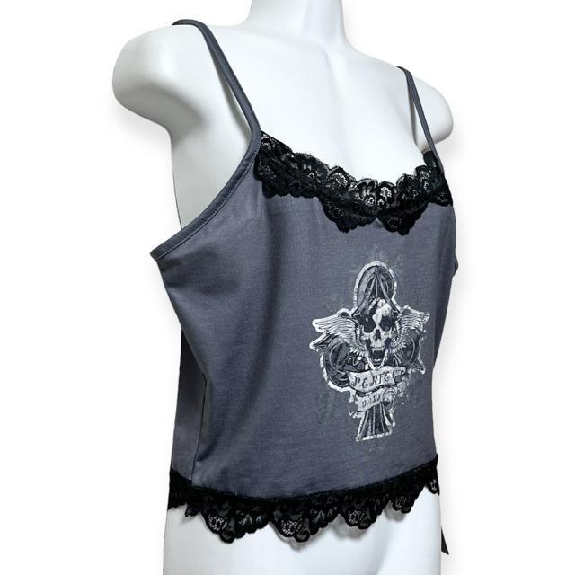 【新品/ROMWE】ウイングスカル&クローバープリントクロップドキャミ < 女性ファッション  【新品/ROMWE】ウイングスカル&クローバープリントクロップドキャミ < 女性ファッションの