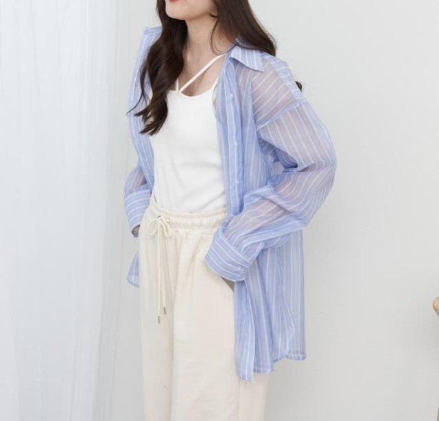 ナイスクラップ シアーシャツ ストライプ ボーダー セクシー 透け ブラウス < ブランド ナイスクラップ シアーシャツ ストライプ ボーダー セクシー 透け ブラウス < ブランドの