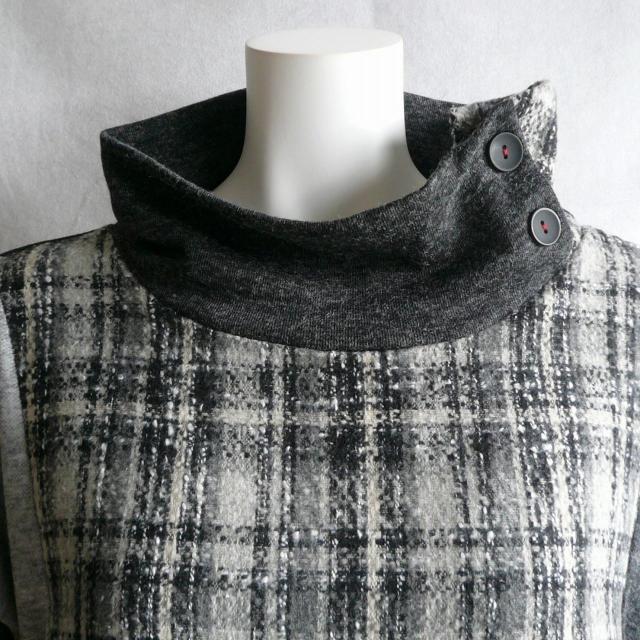 新品 9951 ML 上質ツイード切替 ワンピース 黒系 ドロップショルダー ハイネック 飾りボタン 大人 上品 クラシカル < 女性ファッション 新品 9951 ML 上質ツイード切替 ワンピース 黒系 ドロップショルダー ハイネック 飾りボタン 大人 上品 クラシカル < 女性ファッションの