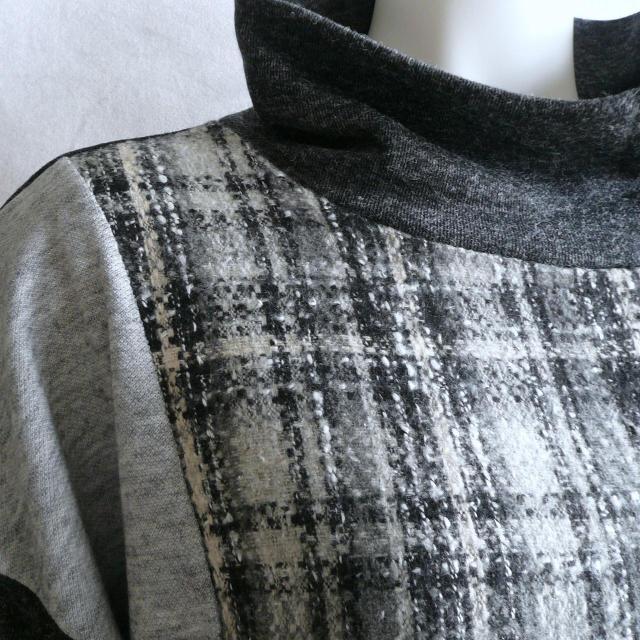 新品 9951 ML 上質ツイード切替 ワンピース 黒系 ドロップショルダー ハイネック 飾りボタン 大人 上品 クラシカル < 女性ファッション 新品 9951 ML 上質ツイード切替 ワンピース 黒系 ドロップショルダー ハイネック 飾りボタン 大人 上品 クラシカル < 女性ファッションの