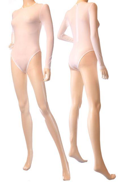 レオタードタイプの長袖ボディスーツ 白 < 女性ファッション  レオタードタイプの長袖ボディスーツ 白 < 女性ファッションの