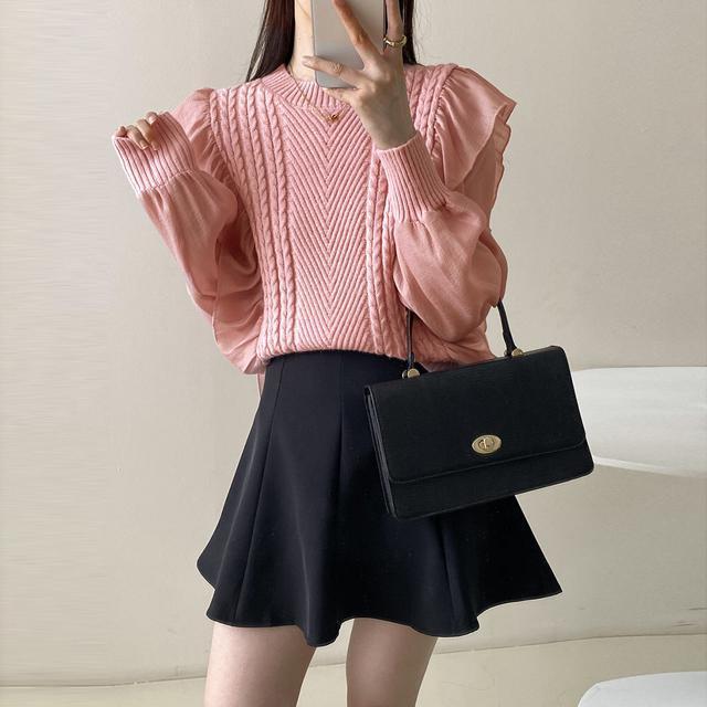 送料無料 新品 フリルニットトップス レディース 韓国風 < 女性ファッション  送料無料 新品 フリルニットトップス レディース 韓国風 < 女性ファッションの