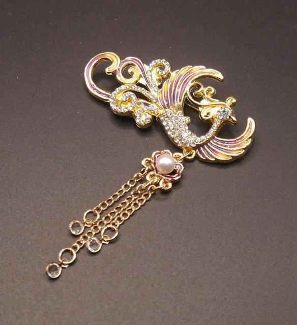 新品アンティーク調きらきらストーン 鳳凰 フェニックス ブローチ < 女性アクセサリー/時計  新品アンティーク調きらきらストーン 鳳凰 フェニックス ブローチ < 女性アクセサリー/時計の