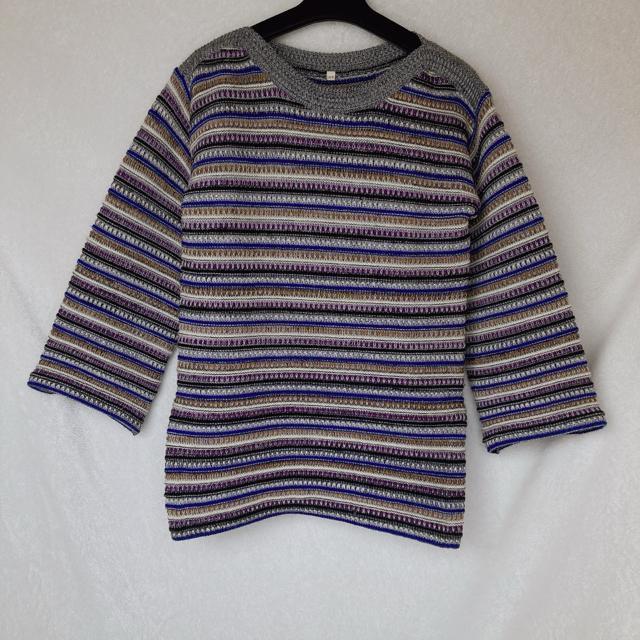 ウール100% カラフル ボーダー柄 ニット セーター プルオーバー 長袖 9号 N2m < 女性ファッション ウール100% カラフル ボーダー柄 ニット セーター プルオーバー 長袖 9号 N2m < 女性ファッションの