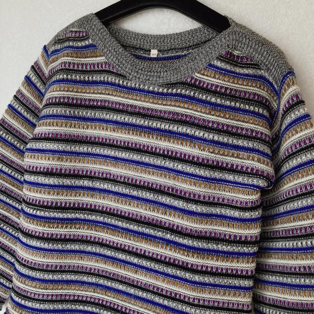 ウール100% カラフル ボーダー柄 ニット セーター プルオーバー 長袖 9号 N2m < 女性ファッション ウール100% カラフル ボーダー柄 ニット セーター プルオーバー 長袖 9号 N2m < 女性ファッションの