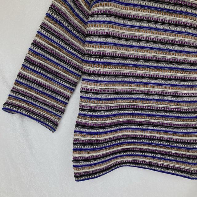 ウール100% カラフル ボーダー柄 ニット セーター プルオーバー 長袖 9号 N2m < 女性ファッション ウール100% カラフル ボーダー柄 ニット セーター プルオーバー 長袖 9号 N2m < 女性ファッションの