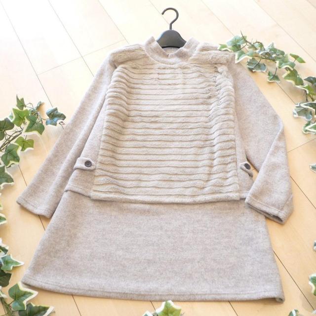 新品 9246 ML ファー 切替 ニット チュニック 秋 冬 ベージュ系 上質 フェイクファー サイドベルト ハイネック < 女性ファッション 新品 9246 ML ファー 切替 ニット チュニック 秋 冬 ベージュ系 上質 フェイクファー サイドベルト ハイネック < 女性ファッションの