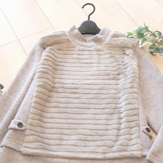新品 9246 ML ファー 切替 ニット チュニック 秋 冬 ベージュ系 上質 フェイクファー サイドベルト ハイネック < 女性ファッション 新品 9246 ML ファー 切替 ニット チュニック 秋 冬 ベージュ系 上質 フェイクファー サイドベルト ハイネック < 女性ファッションの