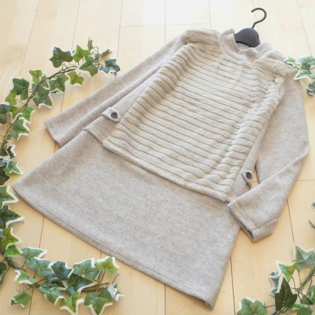 新品 9246 ML ファー 切替 ニット チュニック 秋 冬 ベージュ系 上質 フェイクファー サイドベルト ハイネック < 女性ファッション 新品 9246 ML ファー 切替 ニット チュニック 秋 冬 ベージュ系 上質 フェイクファー サイドベルト ハイネック < 女性ファッションの