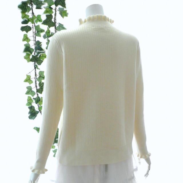 新品 9989 ML 裏シャギー フリル ハイネック ニット セーター 白アイボリー パール調モチーフ 秋 冬 レディース 上品 < 女性ファッション 新品 9989 ML 裏シャギー フリル ハイネック ニット セーター 白アイボリー パール調モチーフ 秋 冬 レディース 上品 < 女性ファッションの