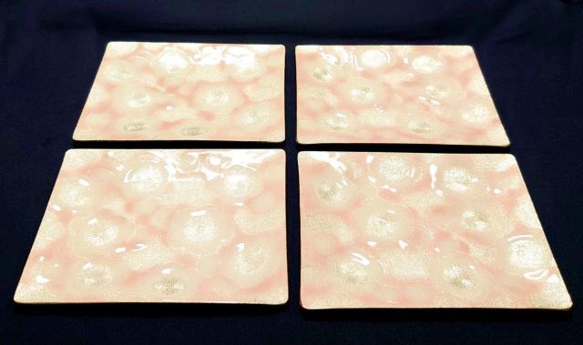 平林七宝焼 tutankaツタンカ 銀地 ピンク梅花文 角皿 お菓子皿4枚 < インテリア/ライフ 平林七宝焼 tutankaツタンカ 銀地 ピンク梅花文 角皿 お菓子皿4枚 < インテリア/ライフの