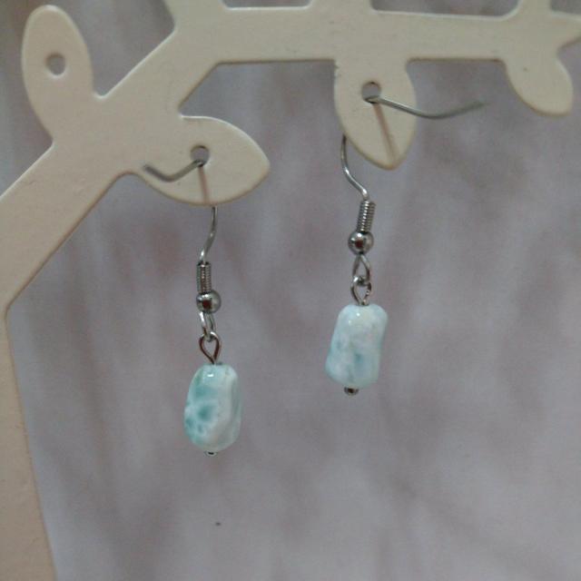 handmade 天然石ピアス ラリマー ステンレスフック < 女性アクセサリー/時計  handmade 天然石ピアス ラリマー ステンレスフック < 女性アクセサリー/時計の