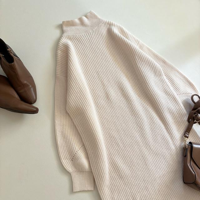 ◆美品◆オペークドットクリップ◆厚手リブニットロングワンピース◆アイボリー◆M < 女性ファッション ◆美品◆オペークドットクリップ◆厚手リブニットロングワンピース◆アイボリー◆M < 女性ファッションの