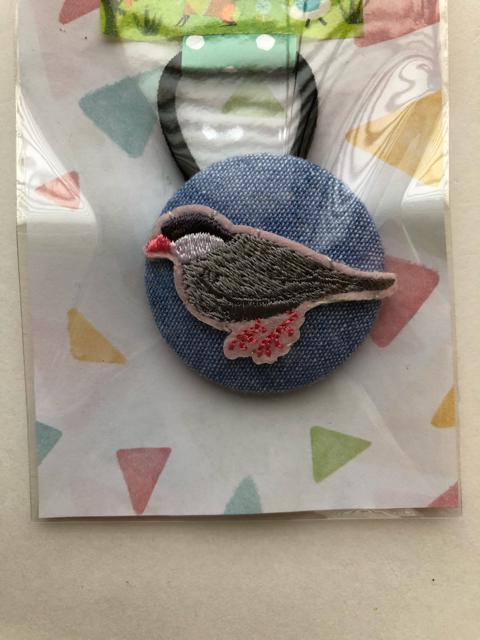 ハンドメイド ヘアゴム 特大 くるみボタン かわいい文鳥さん♪ < 女性ファッション  ハンドメイド ヘアゴム 特大 くるみボタン かわいい文鳥さん♪ < 女性ファッションの