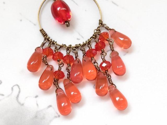 *朱いシャンデリアの片耳用ピアス*22043 < 女性アクセサリー/時計 *朱いシャンデリアの片耳用ピアス*22043 < 女性アクセサリー/時計の