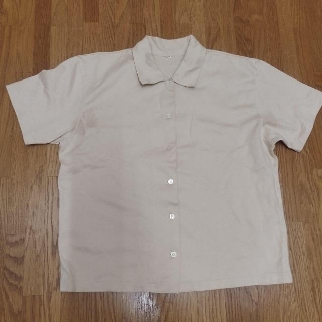 ヴィンテージ 無印良品 ベージュ スキンカラー Tシャツ素材 開襟シャツ < 女性ファッション  ヴィンテージ 無印良品 ベージュ スキンカラー Tシャツ素材 開襟シャツ  < 女性ファッションの