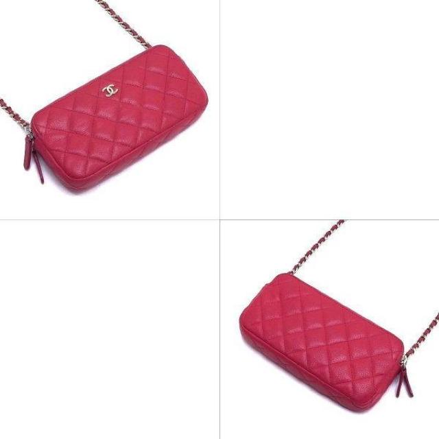 ◆ 本物 程度良 ◆ CHANEL シャネル チェーンウォレット マトラッセ キャビアスキン ローズ 保存袋 人気 A82527 < ブランド  ◆ 本物 程度良 ◆ CHANEL シャネル チェーンウォレット マトラッセ キャビアスキン ローズ 保存袋 人気 A82527 < ブランドの