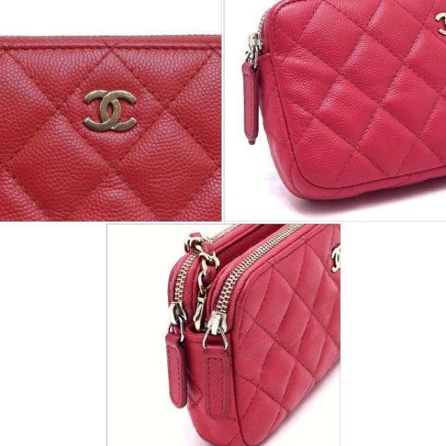 ◆ 本物 程度良 ◆ CHANEL シャネル チェーンウォレット マトラッセ キャビアスキン ローズ 保存袋 人気 A82527 < ブランド  ◆ 本物 程度良 ◆ CHANEL シャネル チェーンウォレット マトラッセ キャビアスキン ローズ 保存袋 人気 A82527 < ブランドの