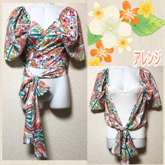 【新品】アレンジ自在!!レトロフラワー柄ラップトップス < 女性ファッション  【新品】アレンジ自在!!レトロフラワー柄ラップトップス  < 女性ファッションの