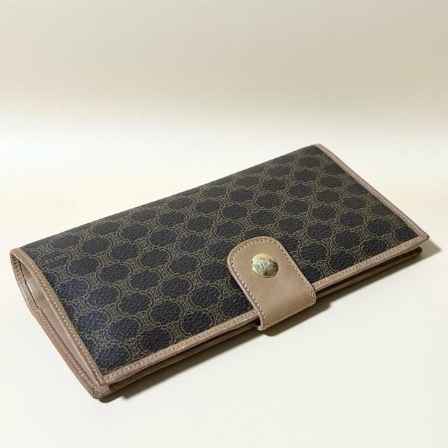 美品 CELINE マカダム 長財布 がま口 レザー ブラウン 財布 M06 < ブランド 美品 CELINE マカダム 長財布 がま口 レザー ブラウン 財布 M06 < ブランドの