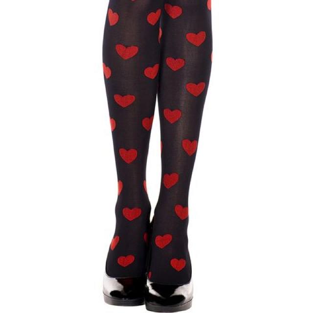 ブラックにハートの厚手タイツ < 女性ファッション  ブラックにハートの厚手タイツ < 女性ファッションの